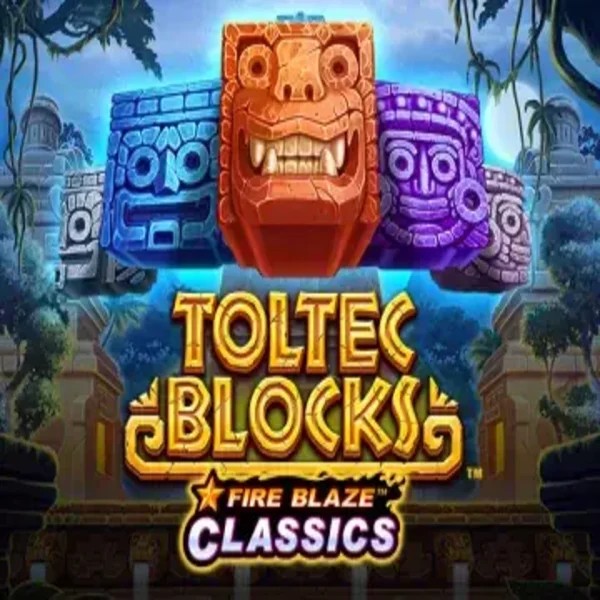 Fire Blaze: Toltec Blocks slot logo by Rarestone Gaming at Wild Robin Casino